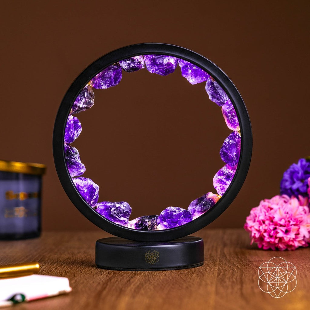 "I Am at Peace" Spiritual Protection Amethyst Lamp | Clairvoyant Crystals