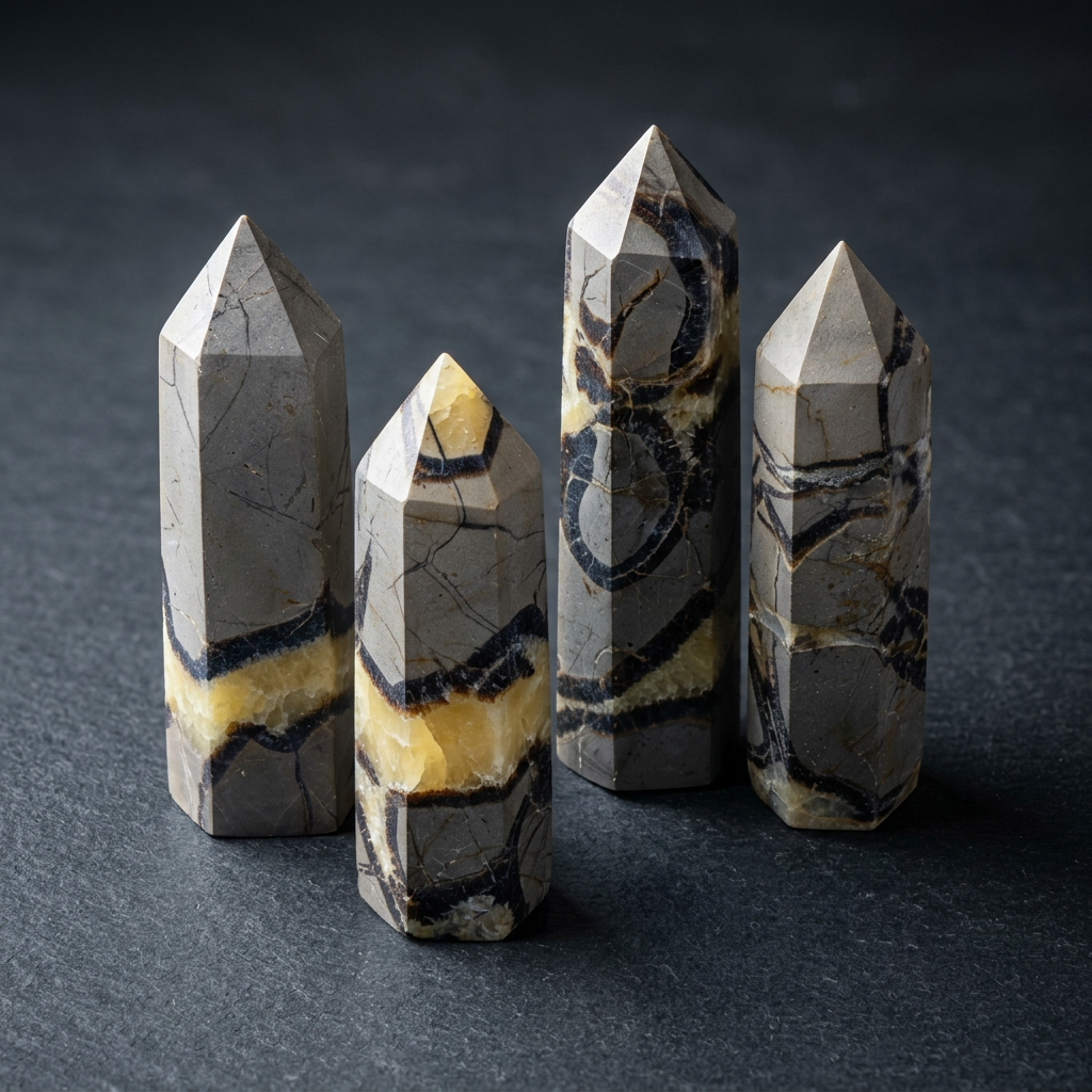 Dragon Septarian Geode Cluster Four Piece Set